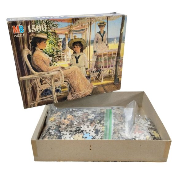 Vintage 1500 Piece Past Impressions Intimate Moment Beach Scene Jigsaw Puzzle - Picture 3 of 12